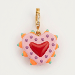 Pink Murano Crystal Heart Charm