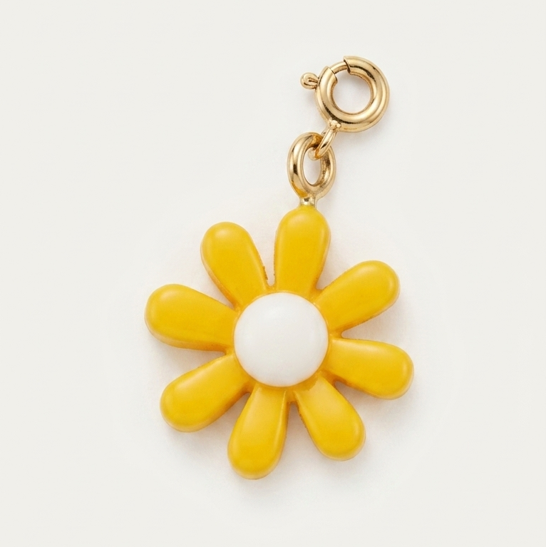 Sunny Daisy Yellow Resin Charm