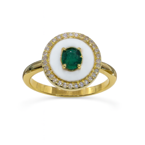 Emerald Diamond Halo Ring
