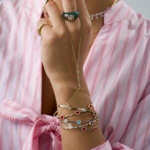Alternative view of Twisted Gold Diamond Enamel Motif Cuff Bangle