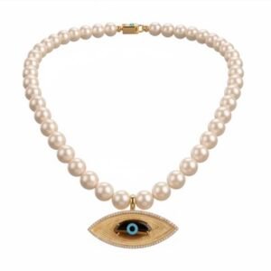 Tiger's Evil Eye Pearl Necklace