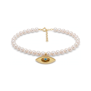 Tiger's Evil Eye Pearl Necklace